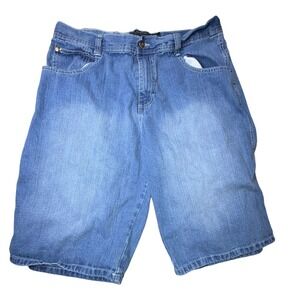 Southpole Mens Baggy Denim Shorts Light Wash Y2K Hip Hop Streetwear Size 36 Blue